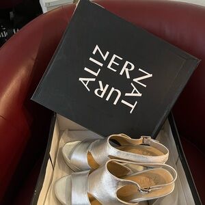 Naturalizer Silver Open-Toe Slingback Sandals